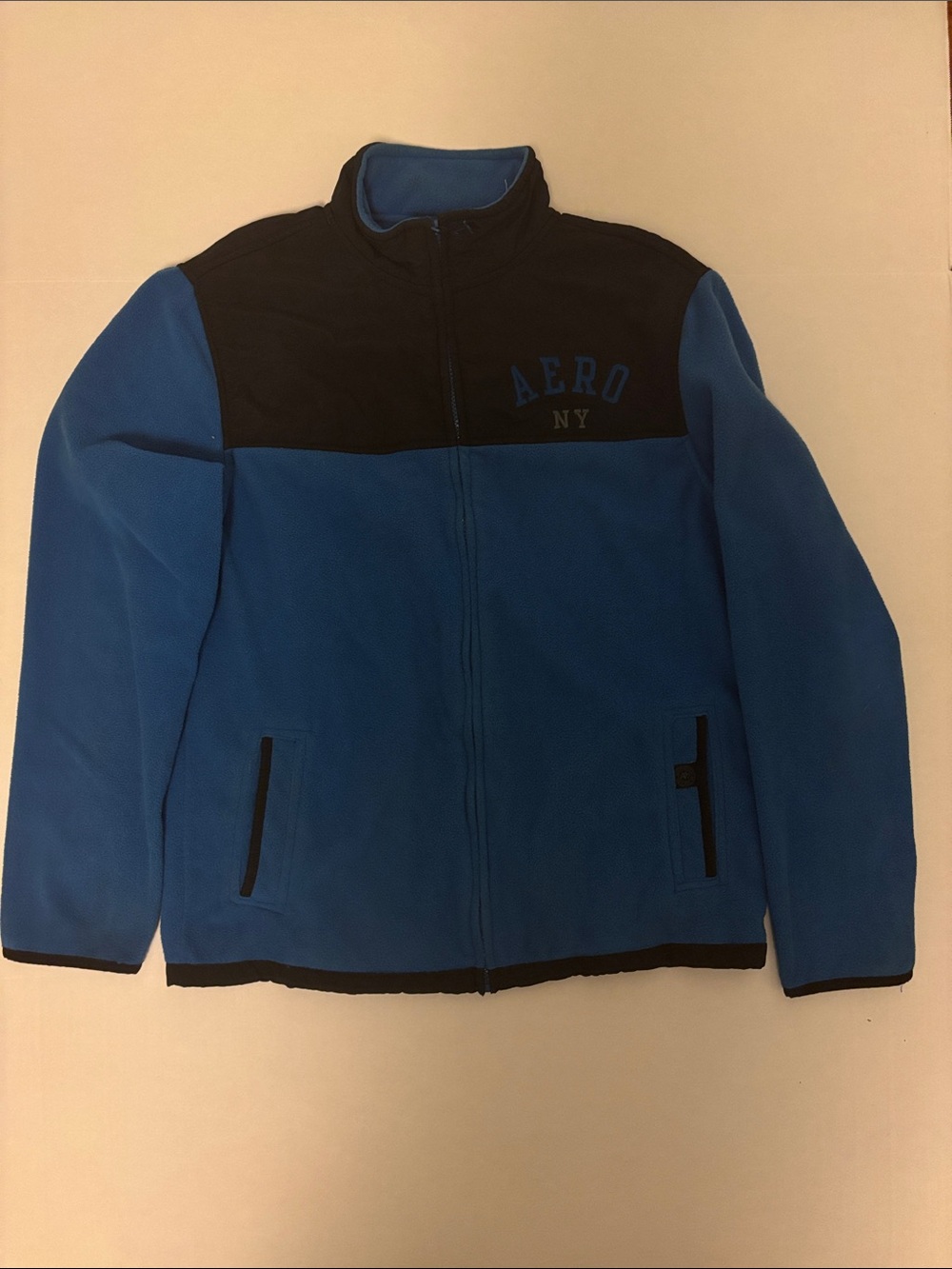 Aeropostale Men’s Blue and Black Full-Zip Performance Fleece Jacket